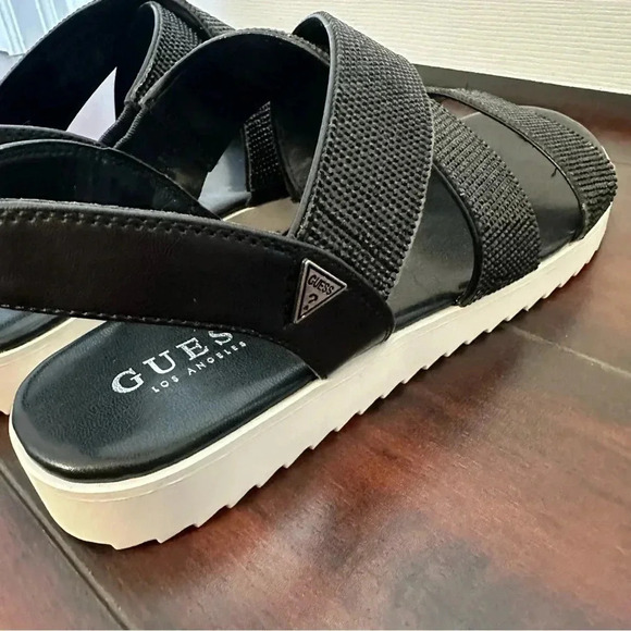 Size 9 Brand New Guess Black Sparkly Ankle Strap Sandals - Picture 5 of 7